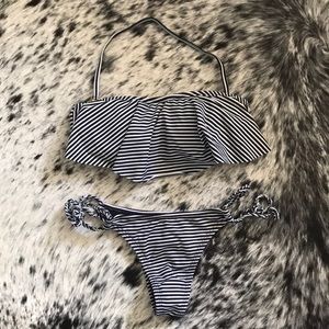 Solkissed Flirty Black and White Striped Bikini